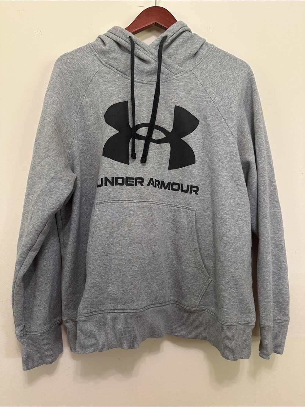 Under Armour Gray Hooded Pullover Sweatshirt with Black Logo